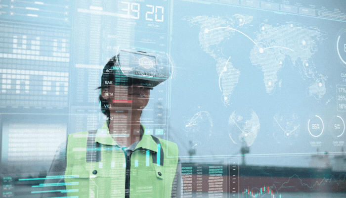 empleado usando realidad virtual como herramienta de e-learning corporativo