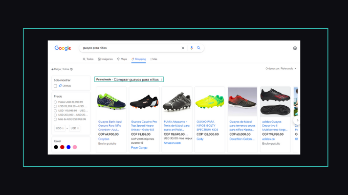 anuncio de Google Shopping